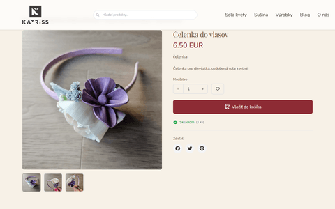 Katriss product detail page with image gallery, price and add to cart