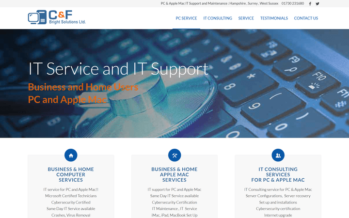 Homepage of C&F Bright Solutions