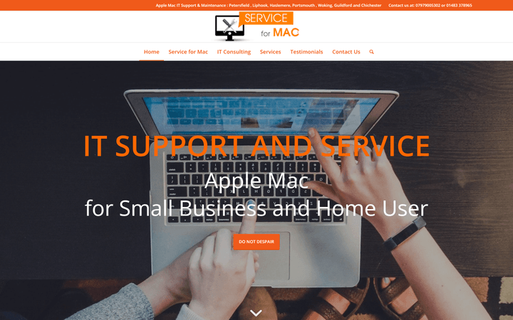 Homepage of Service for Mac